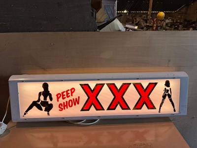 Lot 191 - PEEP SHOW LIGHT UP SIGN 49.5" X 14"