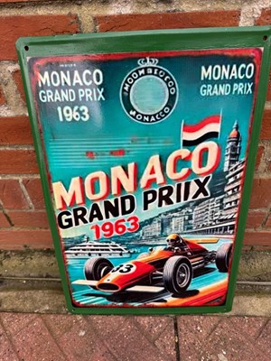 Lot 285 - MONACO GRAND PRIX 1963 SIGN 24" X 15.5"