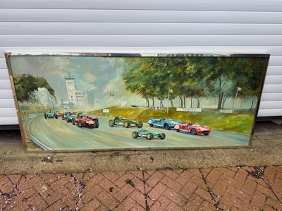 Lot 381 - LARGE GRAND PRIX PAINTING 76" X 31.5"