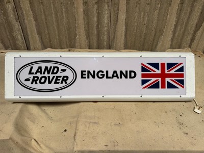 Lot 517 - LAND ROVER ENGLAND LIGHT UP SIGN 49.5" X 14"