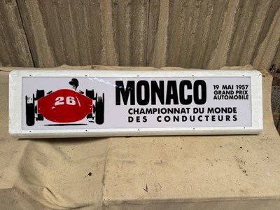 Lot 769 - MONACO GRAND PRIX 1957 LIGHT UP SIGN 49" X 12"