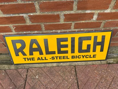 Lot 413 - RALEIGH REPRO ENAMEL SIGN 36" X 12"