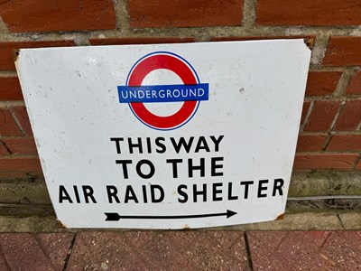 Lot 459 - UNDERGROUND AIR RAID SHELTER REPRO ENAMEL SIGN 24" X 18"