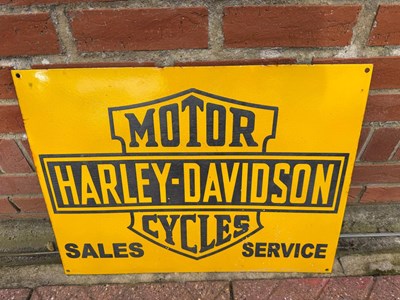 Lot 477 - HARLEY DAVIDSON REPRO ENAMEL SIGN 24" X 18"