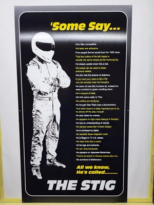 Lot 81 - METAL THE STIG SIGN 24"X43"