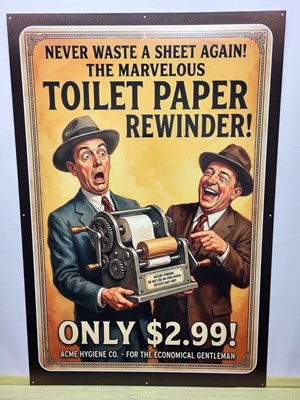 Lot 141 - METAL TOILET PAPER SIGN 24"X35"