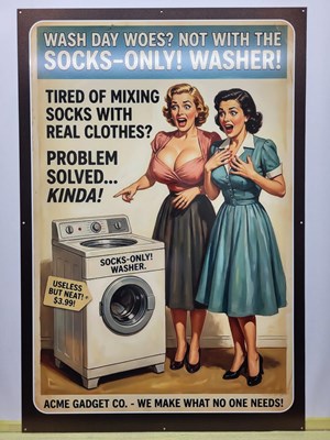 Lot 427 - METAL SOCKS ONLY SIGN 24"X35"
