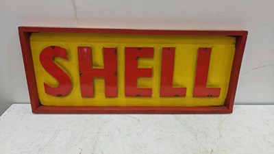 Lot 97 - SHELL GARAGE SIGN WITH RAISED LETTERS 40" X 17"