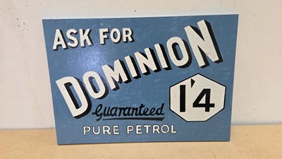 Lot 409 - WOODEN HAND PAINTED DOMINION SIGN 20"X 14" ALL PROCEEDS TO CHARITY