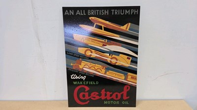 Lot 199 - WOODEN HAND PAINTED CASTROL WAKEFIELD SIGN 28" X 20"