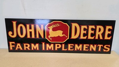 Lot 489 - WOODEN HAND PAINTED JOHN DEERE 48" X 16"