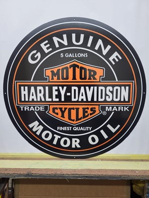 Lot 49 - HARLEY DAVIDSON MOTOR OIL METAL SIGN 24" DIA