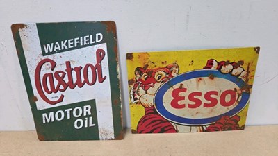 Lot 761 - CASTROL WAKEFIELD & ESSO TIN REPRO SIGNS 16" X12"