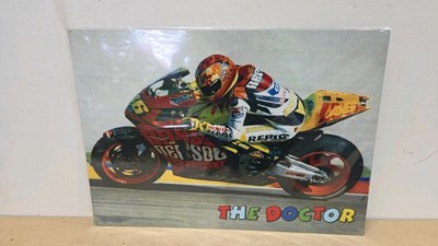 Lot 845 - VALENTINO ROSSI " THE DOCTOR " METAL PRINTED SIGN 27" X 20"