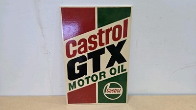 Lot 775 - WOODEN HAND PAINTED CASTROL GTX MOTOR OIL SIGN 24" X 16"