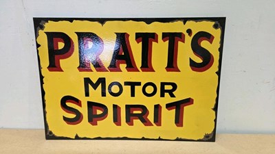 Lot 799 - WOODEN HAND PAINTED PRATT'S MOTOR SPIRIT SIGN 24" X 16"
