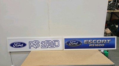 Lot 689 - FORD ESCORT RS 1600 & FORD RS 2000 LIGHT UP SIGNS 47" X 12"