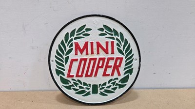 Lot 297 - MINI COOPER CAST REPRO SIGN 9.5" DIA
