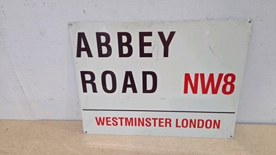 Lot 385 - ABBEY ROAD REPRO TIN SIGN 16" X 10"