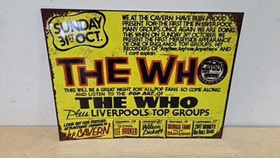 Lot 497 - THE WHO TIN/ ALLY REPRO SIGN 16" X 12"