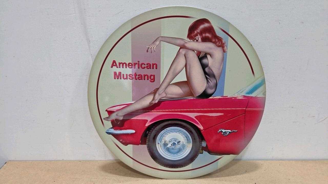 Lot 52 - AMERICAN MUSTANG PRINTED REPRO SIGN 24" DIA