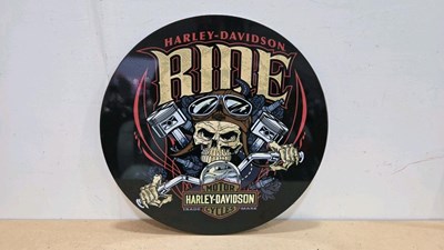 Lot 121 - HARLEY DAVIDSON PRINTED REPRO SIGN 24" DIA