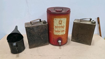 Lot 475 - BELDRAY OIL DRUM 2 SHELL PETROL CANS & OIL JUG
