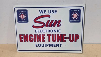 Lot 615 - SUN ENGINE TUNE-UP REPRO, DOUBLE SIDED SIGN 23" X 16"
