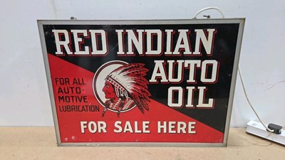 Lot 711 - RED INDIAN REPRO, DOUBLE SIDED LIGHT UP SIGN 25" X 18"