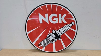 Lot 721 - NGK SPARK PLUGS PRINTED REPRO , SIGN 24" DIA