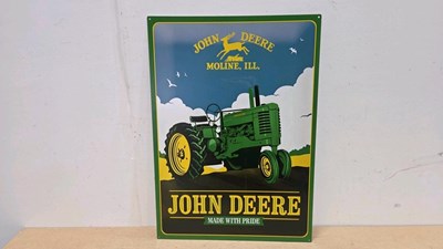 Lot 409 - JOHN DEERE TIN REPRO SIGN 27" X 19"