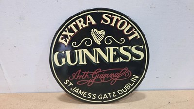 Lot 645 - GUINNESS EXTRA STOUT, REPRO ENAMEL SIGN 12" DIA