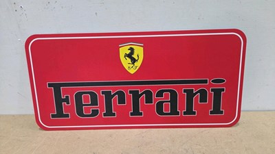 Lot 565 - FERRARI ALLY COATED REPRO SIGN 23" X 11"