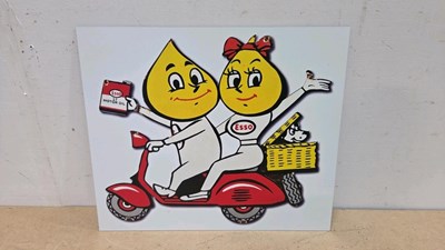 Lot 531 - MR & MRS DRIP ON A SCOOTER, ALLY PRINTED REPRO SIGN 18" X 15"
