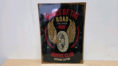 Lot 815 - WINGS OF THE ROAD TIN REPRO SIGN 27" X 19"