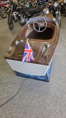 Lot 59 - 1960'S CHILD'S RIDE ON BOAT- IN FULL WORKING ORDER 65" LONG