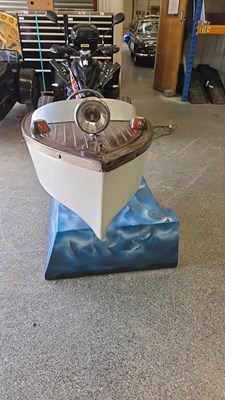 Lot 59 - 1960'S CHILD'S RIDE ON BOAT- IN FULL WORKING ORDER 65" LONG