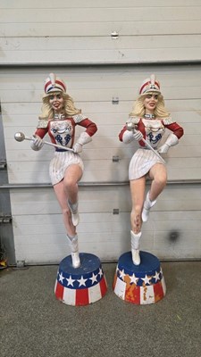 Lot 793 - PAIR OF CHEER LEADER STATUES 7 ft TALL