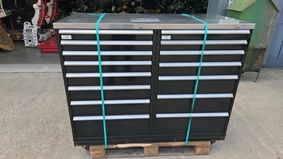 Lot 805 - XL SHURE ROLLER DRAW TOOL CABINET, INC KEY L60" W28" H45"