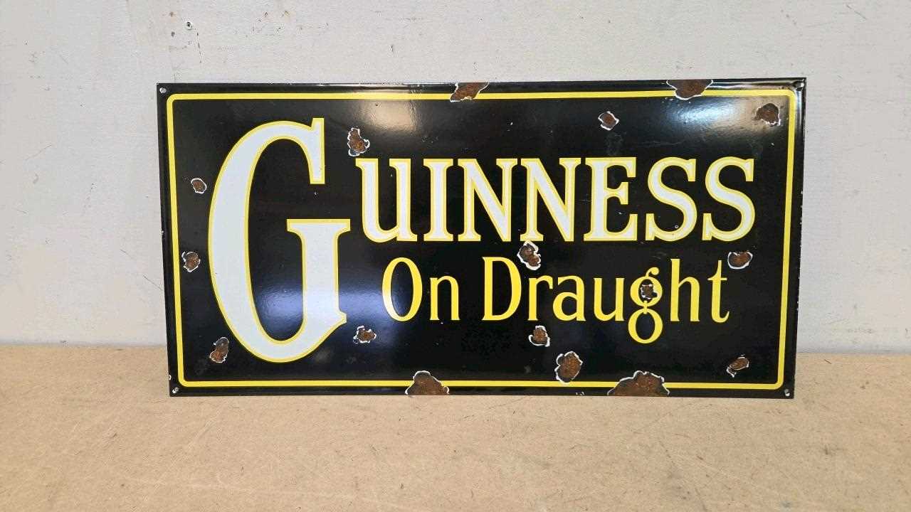Lot 67 - GUINNESS ON DRAUGHT REPRO ENAMEL SIGN 24" X 12"