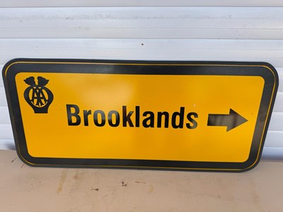 Lot 97 - AA BROOKLANDS TIN , PAINTED REPRO SIGN 31.5" X 14.5"
