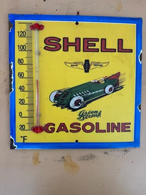 Lot 133 - SHELL GASOLINE REPRO THERMOMETER 12" X 12"