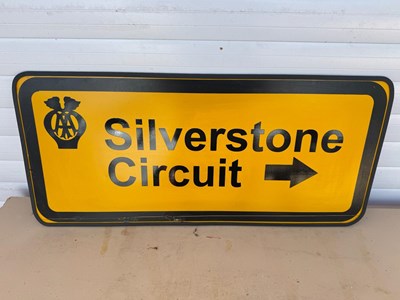 Lot 161 - AA SILVERSTONE CIRCUIT TIN, PAINTED REPRO SIGN 31.5" X 14.5"