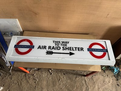 Lot 411 - AIR RAID SHELTER LIGHT UP SIGN 49" X 14"