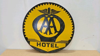 Lot 529 - AA HOTEL REPRO ENAMEL SIGN 30" DIA