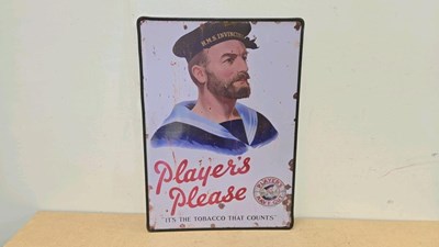Lot 549 - PLAYER'S PLEASE REPRO SIGN 28" X 20"