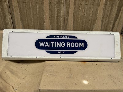 Lot 563 - FIRST CLASS WAITING ROOM LIGHT UP SIGN 49" X 14"