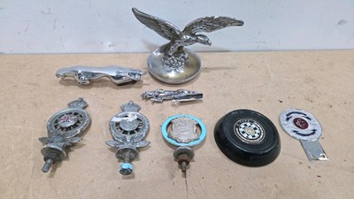 Lot 111 - BOX OF CAR MASCOTS & BADGES