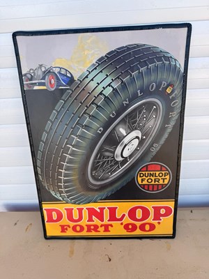 Lot 627 - DUNLOP FORT TYRES TIN REPRO SIGN 23" X 16"