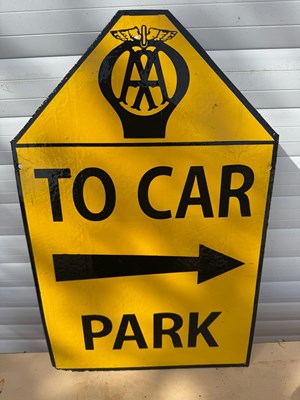 Lot 885 - AA TO THE CAR PARK PAINTED REPRO SIGN 22" X 14"
